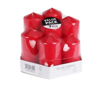 Σετ 7 κεριά κόκκινα άοσμα σε διάφορα μεγέθη