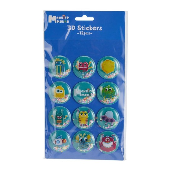 Αυτοκόλλητα 3D monsters 12 τεμάχια Αυτοκόλλητα 3D monsters 12 τεμάχια