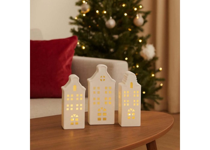 Σπιτάκι LED κεραμικό Υ15,5εκ στρόγγυλη στέγη Σπιτάκι LED κεραμικό Υ15,5εκ στρόγγυλη στέγη