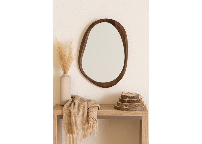 Καθρέφτης τοίχου ασύμμετρος MDF σκούρο ξύλο Υ55x38εκ. Καθρέφτης τοίχου ασύμμετρος MDF σκούρο ξύλο Υ55x38εκ.