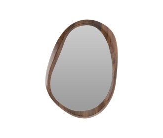 Καθρέφτης τοίχου ασύμμετρος MDF σκούρο ξύλο Υ55x38εκ.