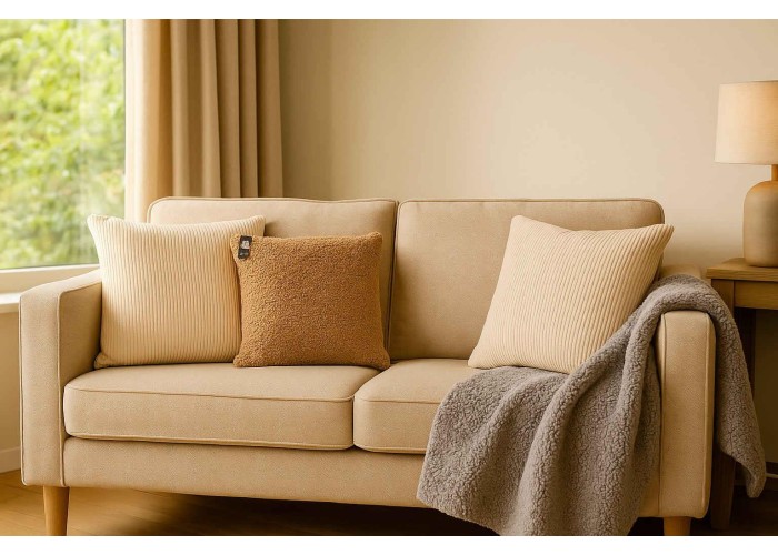 Μαξιλάρι διακοσμητικό γούνινη υφή εκρού 45x45εκ. Μαξιλάρι διακοσμητικό γούνινη υφή εκρού 45x45εκ.