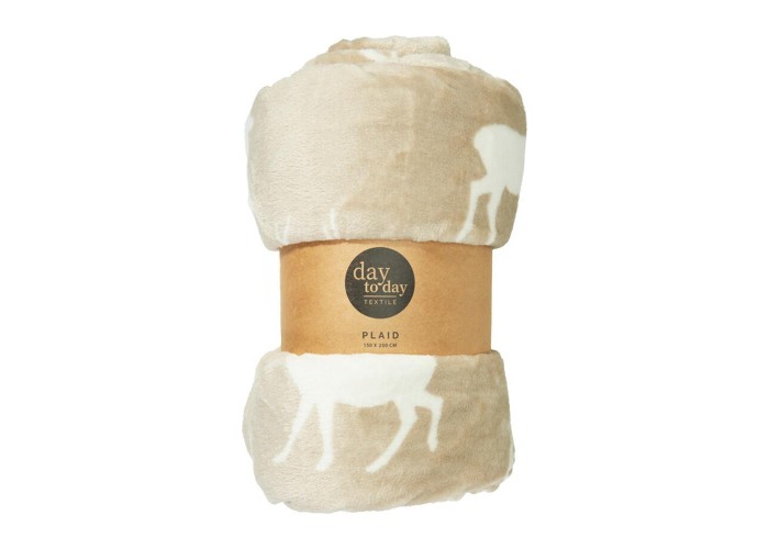 Κουβέρτα τάρανδοι μπεζ 200x150εκ. Κουβέρτα τάρανδοι μπεζ 200x150εκ.