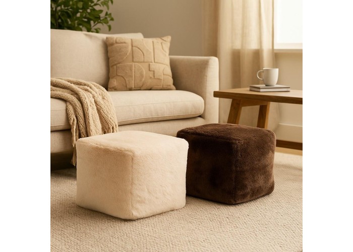 Πουφ γούνινη υφή καφέ Y30x40x40εκ. Πουφ γούνινη υφή καφέ Y30x40x40εκ.