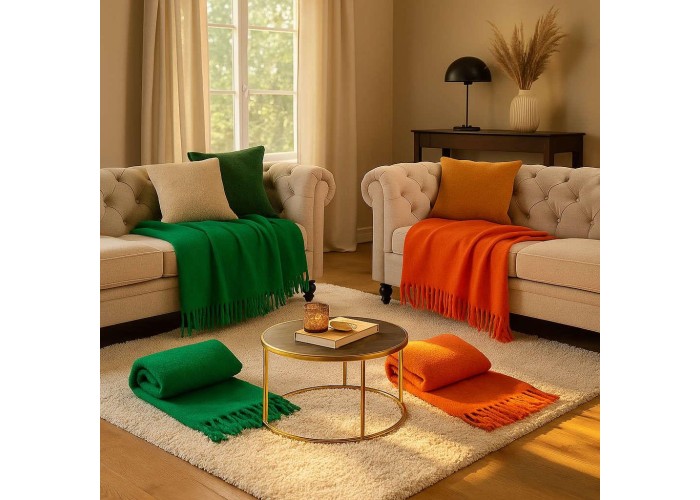 Ριχτάρι με κρόσσια πορτοκαλί 160x130εκ. Ριχτάρι με κρόσσια πορτοκαλί 160x130εκ.