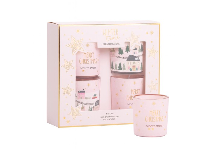 Αρωματικό κερί σετ 4 γυάλινα Ski trip 4,5×5,2εκ.