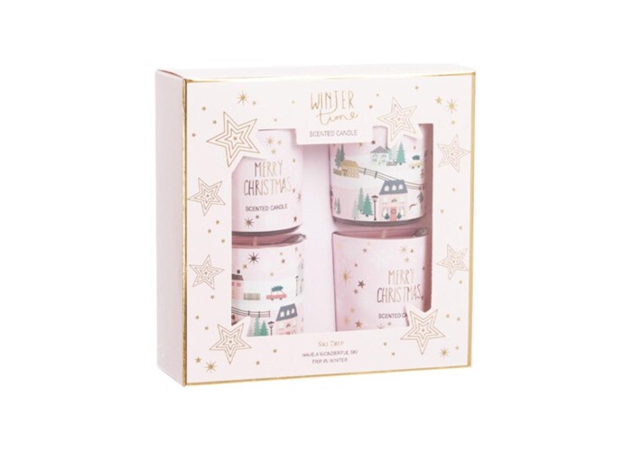 Αρωματικό κερί σετ 4 γυάλινα Ski trip 4,5×5,2εκ.