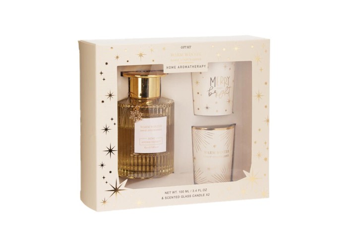 Σετ αρωματικό diffuser - 2 κεριά Χριστουγεννιάτικα Golden Amber Σετ αρωματικό diffuser - 2 κεριά Χριστουγεννιάτικα Golden Amber