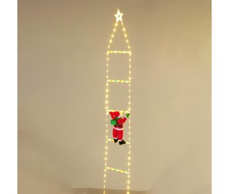 Άγιος Βασίλης σε σκάλα με LED φωτισμό 200εκ Άγιος Βασίλης σε σκάλα με LED φωτισμό 200εκ