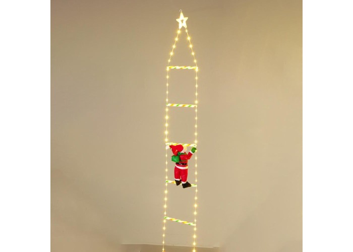 Άγιος Βασίλης σε σκάλα με LED φωτισμό 200εκ Άγιος Βασίλης σε σκάλα με LED φωτισμό 200εκ