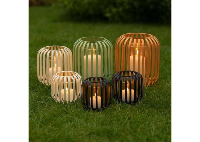 Φανάρι μεταλλικό για κεριά πορτοκαλί 16x18,5εκ Φανάρι μεταλλικό για κεριά πορτοκαλί 16x18,5εκ