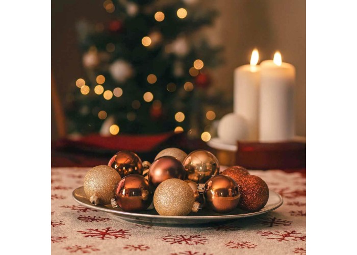 Σετ 20 χριστουγεννιάτικες γυάλινες μπάλες amber γκλίτερ Ø6εκ. Σετ 20 χριστουγεννιάτικες γυάλινες μπάλες amber γκλίτερ Ø6εκ.