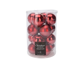 Σετ 16 χριστουγεννιάτικες γυάλινες μπάλες κόκκινες Ø8εκ. Σετ 16 χριστουγεννιάτικες γυάλινες μπάλες κόκκινες Ø8εκ.