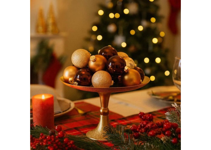 Σετ 16 χριστουγεννιάτικες γυάλινες μπάλες amber γκλίτερ Ø8εκ. Σετ 16 χριστουγεννιάτικες γυάλινες μπάλες amber γκλίτερ Ø8εκ.