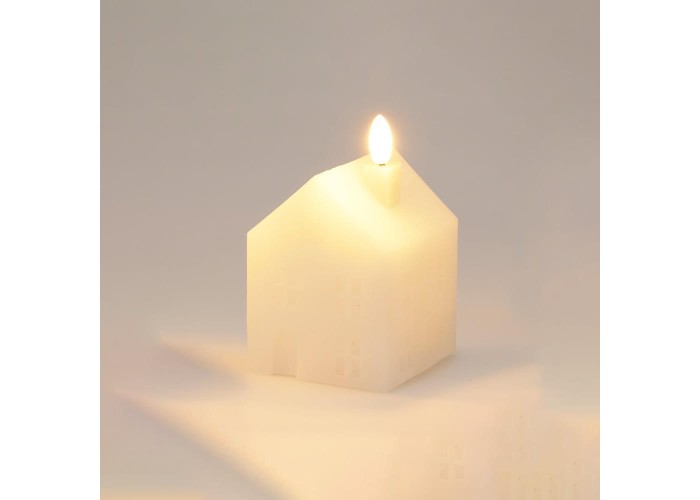 Χριστουγεννιάτικο LED κερί σπιτάκι λευκό 8 εκ. Χριστουγεννιάτικο LED κερί σπιτάκι λευκό 8 εκ.