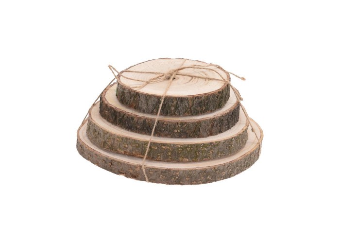 Ξύλινες φέτες με φλοιό σετ 4 τεμαχίων Ø14–20εκ. Ξύλινες φέτες με φλοιό σετ 4 τεμαχίων Ø14–20εκ.