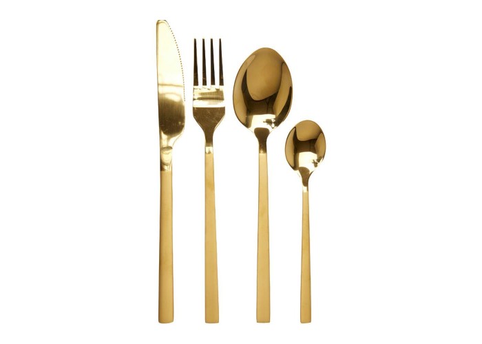 Μαχαιροπίρουνα ανοξείδωτα 16 τεμ. χρυσά Μαχαιροπίρουνα ανοξείδωτα 16 τεμ. χρυσά