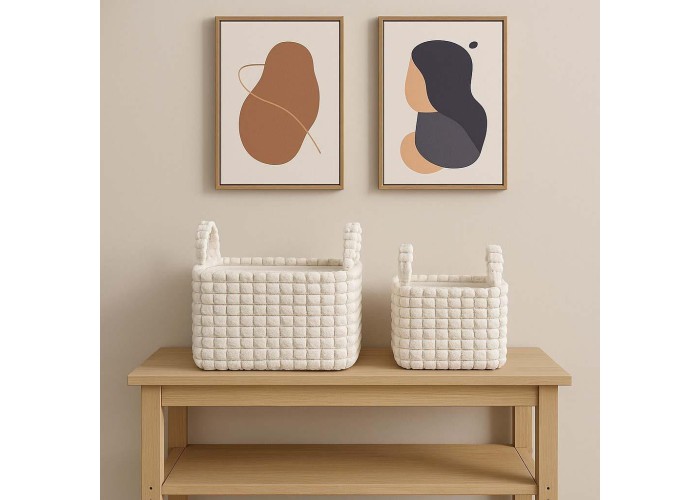 Καλάθια υφασμάτινα σετ 2τμχ λευκό κύβοι Καλάθια υφασμάτινα σετ 2τμχ λευκό κύβοι