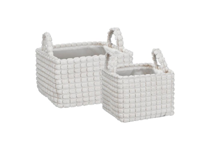 Καλάθια υφασμάτινα σετ 2τμχ λευκό κύβοι Καλάθια υφασμάτινα σετ 2τμχ λευκό κύβοι