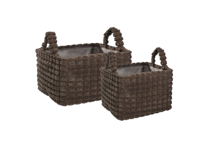 Καλάθια υφασμάτινα σετ 2τμχ καφέ κύβοι Καλάθια υφασμάτινα σετ 2τμχ καφέ κύβοι