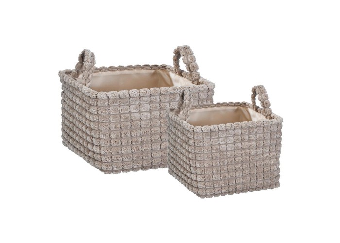 Καλάθια υφασμάτινα σετ 2τμχ μπεζ κύβοι Καλάθια υφασμάτινα σετ 2τμχ μπεζ κύβοι