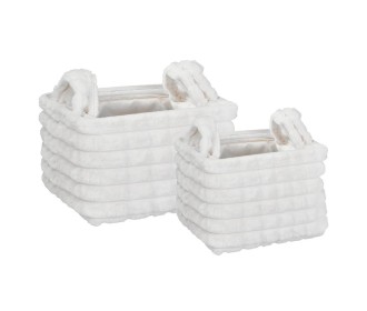 Καλάθια υφασμάτινα σετ 2τμχ λευκό λωρίδες