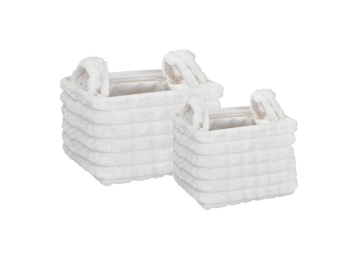 Καλάθια υφασμάτινα σετ 2τμχ λευκό λωρίδες Καλάθια υφασμάτινα σετ 2τμχ λευκό λωρίδες