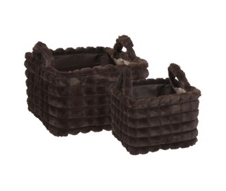 Καλάθια υφασμάτινα σετ 2τμχ καφέ λωρίδες