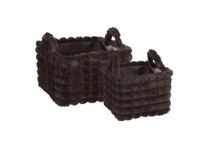 Καλάθια υφασμάτινα σετ 2τμχ καφέ λωρίδες Καλάθια υφασμάτινα σετ 2τμχ καφέ λωρίδες