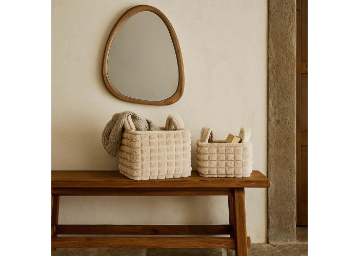 Καλάθια υφασμάτινα σετ 2τμχ μπεζ λωρίδες Καλάθια υφασμάτινα σετ 2τμχ μπεζ λωρίδες