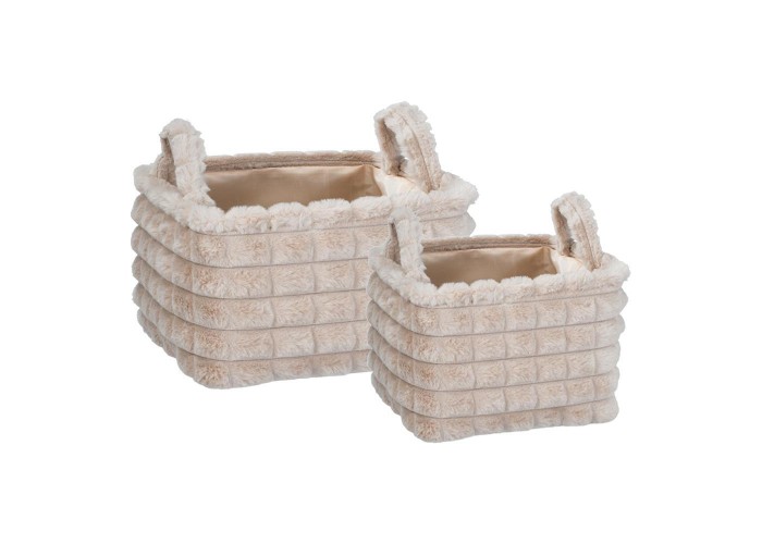 Καλάθια υφασμάτινα σετ 2τμχ μπεζ λωρίδες Καλάθια υφασμάτινα σετ 2τμχ μπεζ λωρίδες