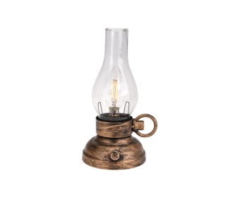 Φανάρι μεταλλικό με LED και dimmer χρυσό αντικέ 10,5×13,5×20,5εκ.