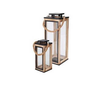 Φανάρια ξύλινα σετ 2 τμχ 32εκ. - 50εκ.