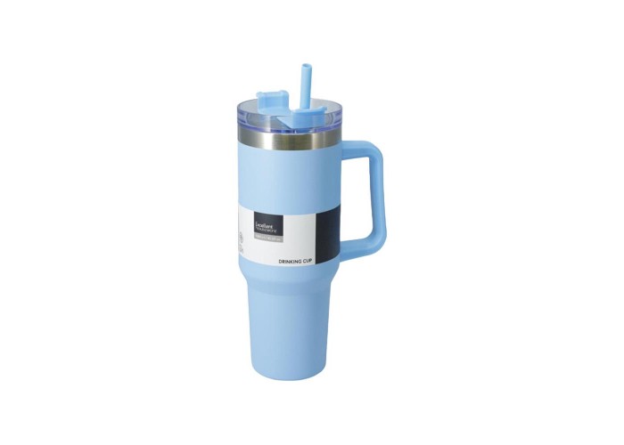 Θερμός ποτήρι 1200ml μπλε ανοξείδωτο με καλαμάκι Θερμός ποτήρι 1200ml μπλε ανοξείδωτο με καλαμάκι