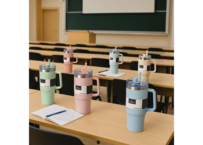 Θερμός ποτήρι 1200ml μέντα ανοξείδωτο με καλαμάκι Θερμός ποτήρι 1200ml μέντα ανοξείδωτο με καλαμάκι