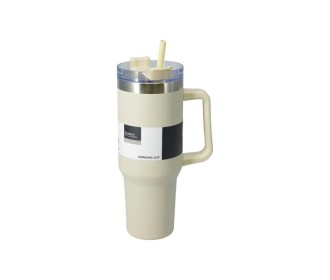 Θερμός ποτήρι 1200ml μπεζ ανοξείδωτο με καλαμάκι Θερμός ποτήρι 1200ml μπεζ ανοξείδωτο με καλαμάκι