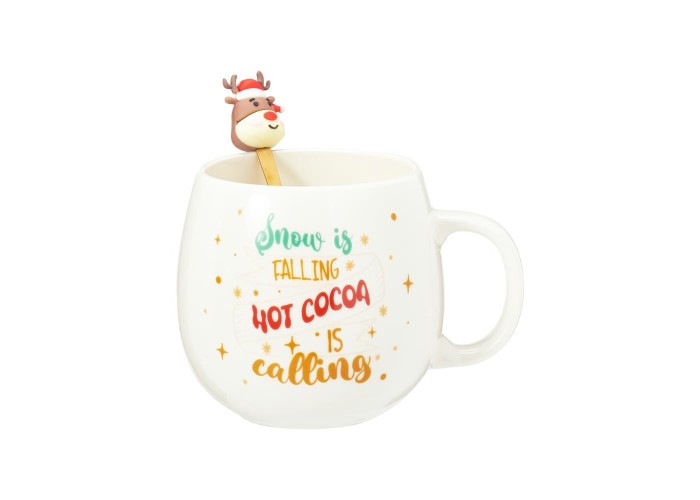 Κούπα 550ml με κουτάλι Hot Cocoa πορσελάνη Κούπα 550ml με κουτάλι Hot Cocoa πορσελάνη