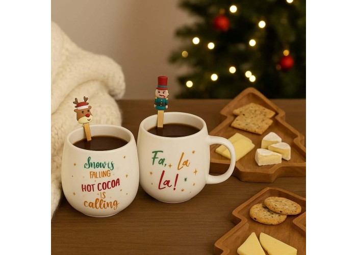 Κούπα 550ml με κουτάλι Christmas Coffee πορσελάνη Κούπα 550ml με κουτάλι Christmas Coffee πορσελάνη