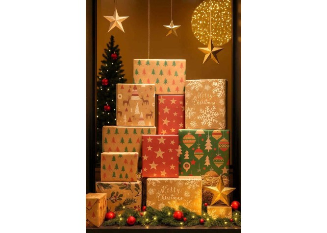 Χαρτί περιτυλίγματος craft ρολό 70x200εκ. Natural Holiday 1 Χαρτί περιτυλίγματος craft ρολό 70x200εκ. Natural Holiday 1