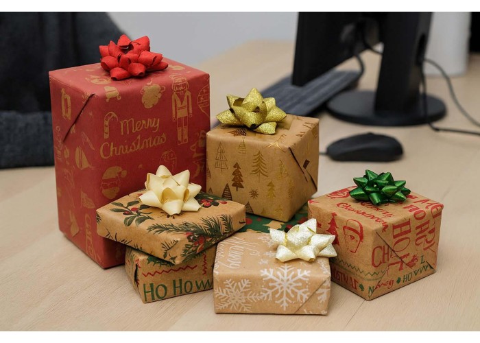 Σετ χαρτί περιτυλίγματος και κορδέλες craft ρολό 70x200εκ. Christmas Gift Box Σετ χαρτί περιτυλίγματος και κορδέλες craft ρολό 70x200εκ. Christmas Gift Box