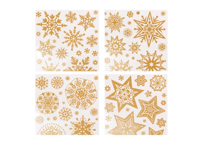 Χριστουγεννιάτικα αυτοκόλλητα παραθύρου Χιονονιφάδες χρυσά 30x42εκ. Χριστουγεννιάτικα αυτοκόλλητα παραθύρου Χιονονιφάδες χρυσά 30x42εκ.