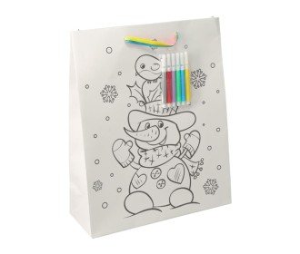 Τσάντα χριστουγεννιάτικη για ζωγραφική με 6 μαρκαδόρους Χιονάνθρωπος Υ23×18×10εκ.