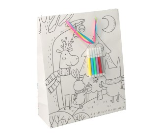 Τσάντα χριστουγεννιάτικη για ζωγραφική με 6 μαρκαδόρους Τάρανδος Υ23×18×10εκ.