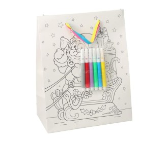 Τσάντα χριστουγεννιάτικη για ζωγραφική με 6 μαρκαδόρους Άγιος Βασίλης Υ23×18×10εκ.