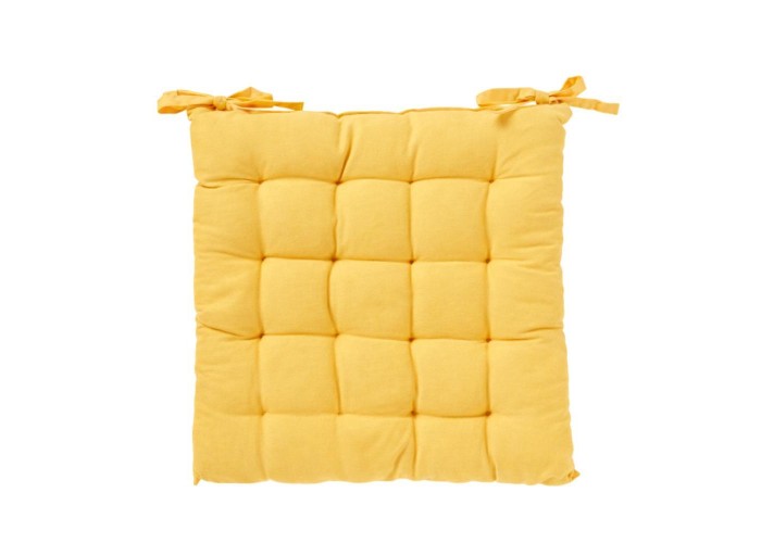Μαξιλάρι καρέκλας τετράγωνο με δεσίματα κίτρινο 40×40εκ.