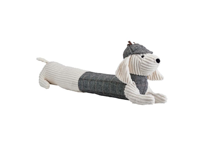 Στοπ αέρα σκύλος κοτλέ εκρού-γκρι 85x20x25εκ.