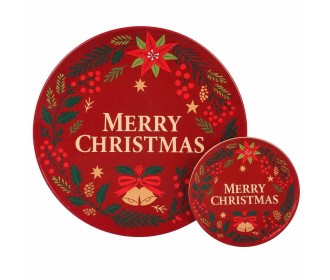 Σετ σουπλά και 4 σουβέρ Χριστουγεννιάτικο Merry Christmas κόκκινο 8 τεμ.