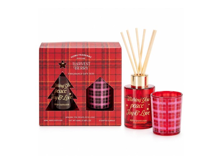 Σετ αρωματικό χώρου diffuser Harvest Berry 80ml. με κηροπήγιο Σετ αρωματικό χώρου diffuser Harvest Berry 80ml. με κηροπήγιο