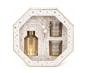 Σετ δώρου αρωματικό χώρου diffuser Golden Vanilla 100ml. 5 τεμ.
