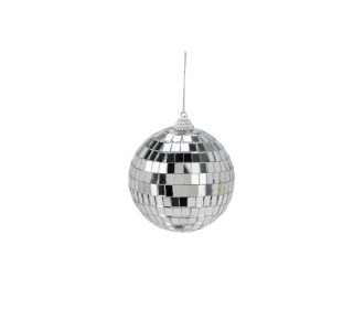 Χριστουγεννιάτικη μπάλα disco καθρέφτης ασημί 8εκ.